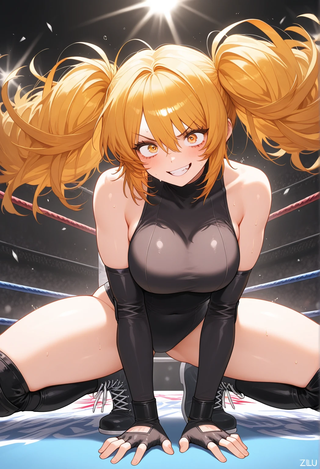 1girl,heart-shaped pupils,fingernails,orange hair,orange eyes,(blush:1.1),choker,upper body,trembling,sweat,sweatdrop,heart,(speed lines:1.1),medium breasts, ((heavy breathing:1.3)), love, heart, crop top, happy, smile,(grabbing breasts:1.3),((NSWF))