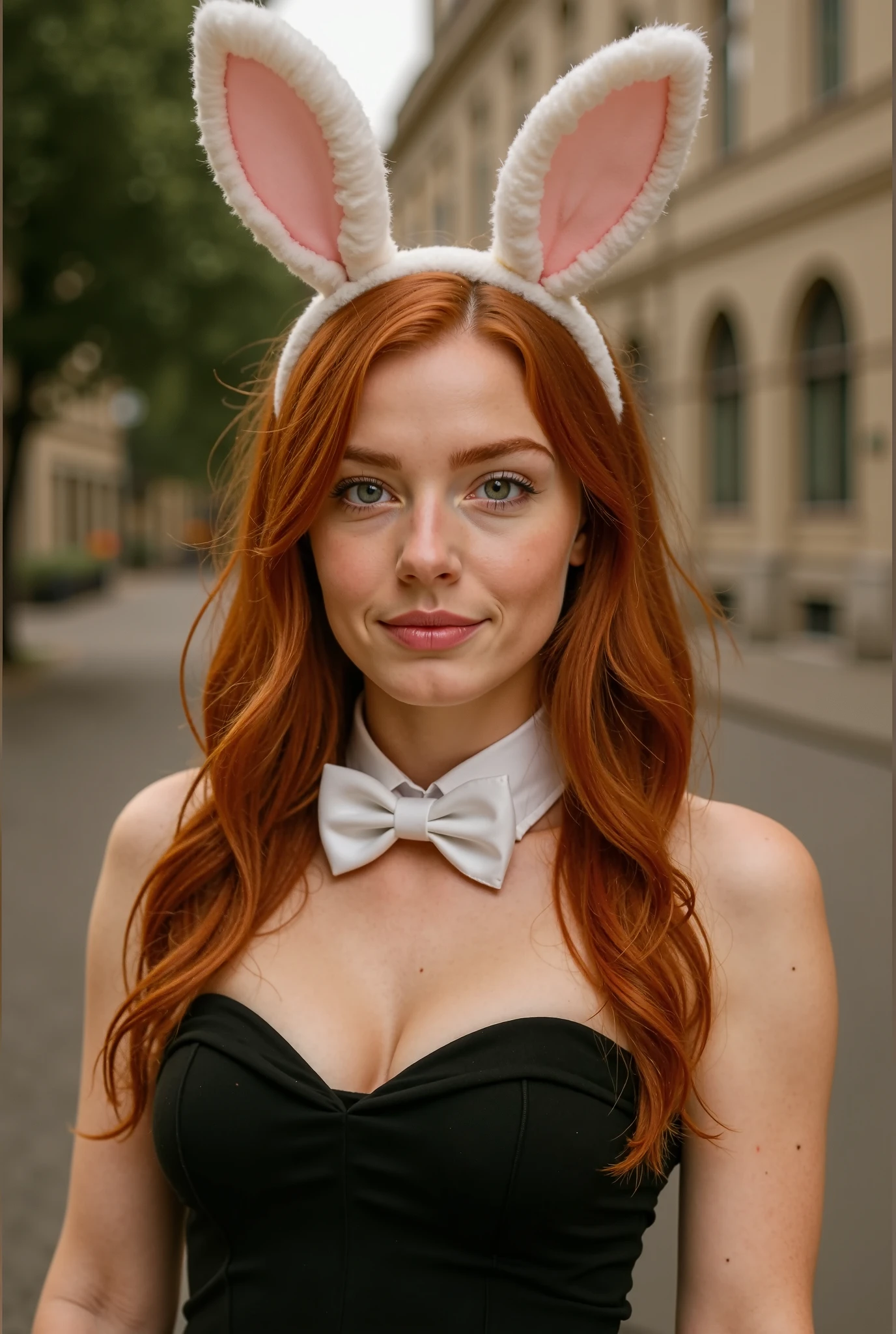 slow motion photo  sexy masterpiece, stunning photo of a hot ginger redhead woman, big fox ears, furry ears, huge floppy ears, BREAK Button-front midi dress, masterpiece, (high detailed skin), sharp focus <lora:DETAIL_SLIDER_BY_STABLE_YOGI:0.4>, right hand resting on wall, Venice - Romantic canal, notable for gondolas and water taxis
