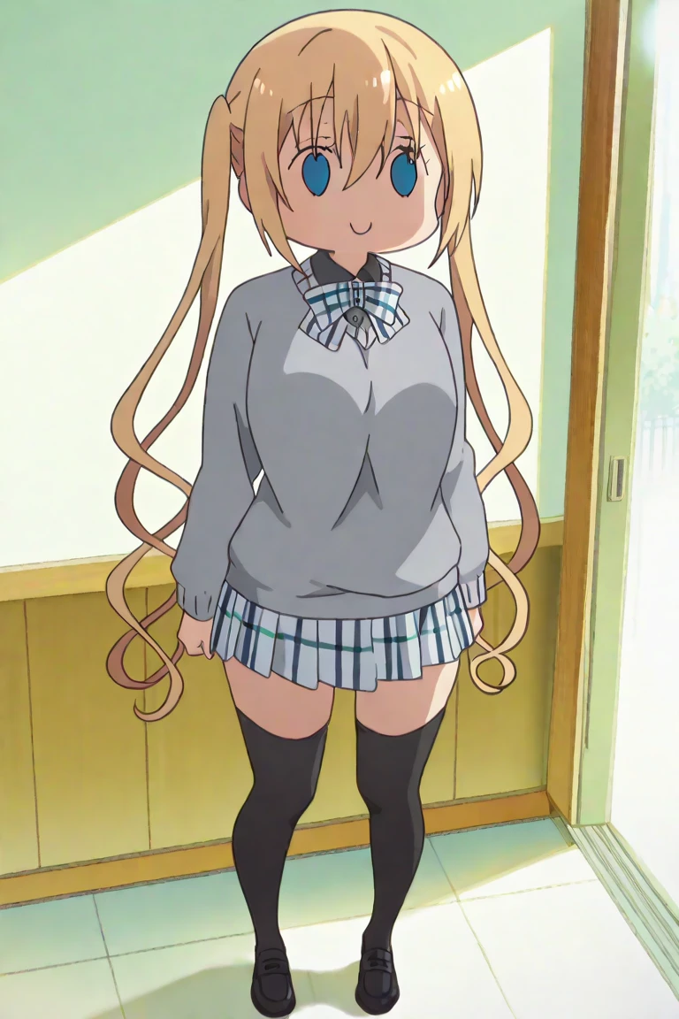 tmasterpiece, Best quality at best, A high resolution, HMAW1, long whitr hair, Black bow, orange bow, 校服, cow boy shot, standing on your feet, Classroom,(dress lift:1.2),White panties