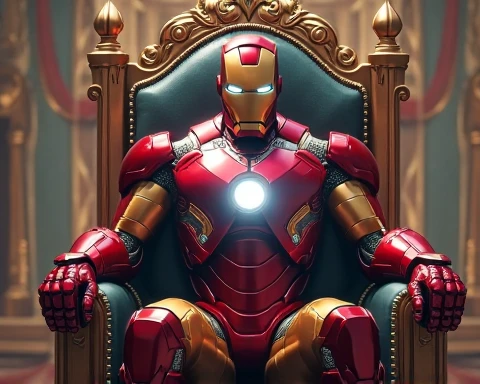 Buddha wearing an Iron Man mask meditating in a Hindu temple --auto