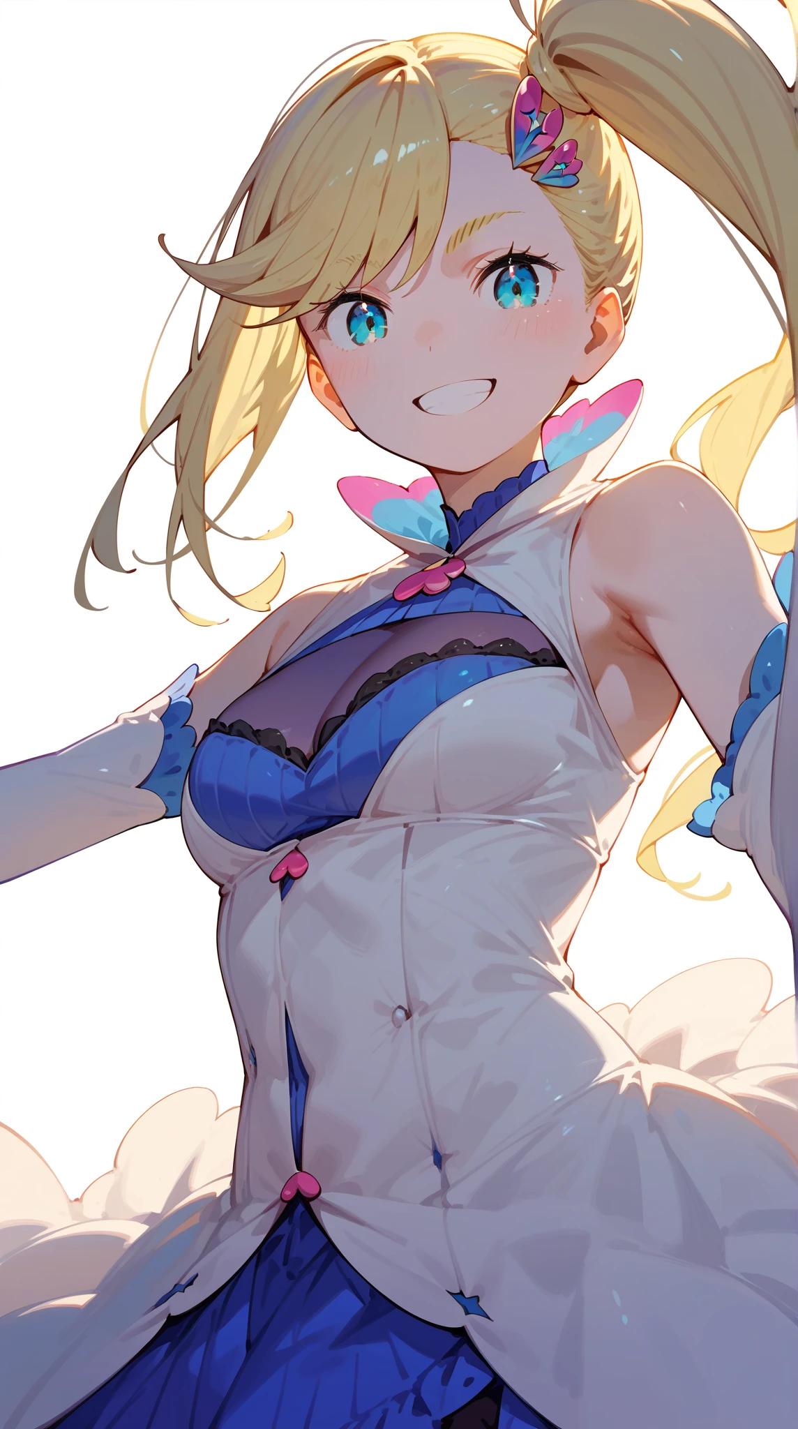 girl,The right bangs,short hair,Long straight blond hair,Bow,blue eyes,Tights,High fork coat,Gel coat,White top,White short sleeves,Bodysuit,Tights,detective,shawl,Waist,good body shape,hat,Fair skin,Smooth skin,Clear pupils,beauty,high quality,High-definition quality,Masterpiece,Perfect composition,Suitable color matching,(Correct facial features),(Beautifully carved face) ,Halo,gentle