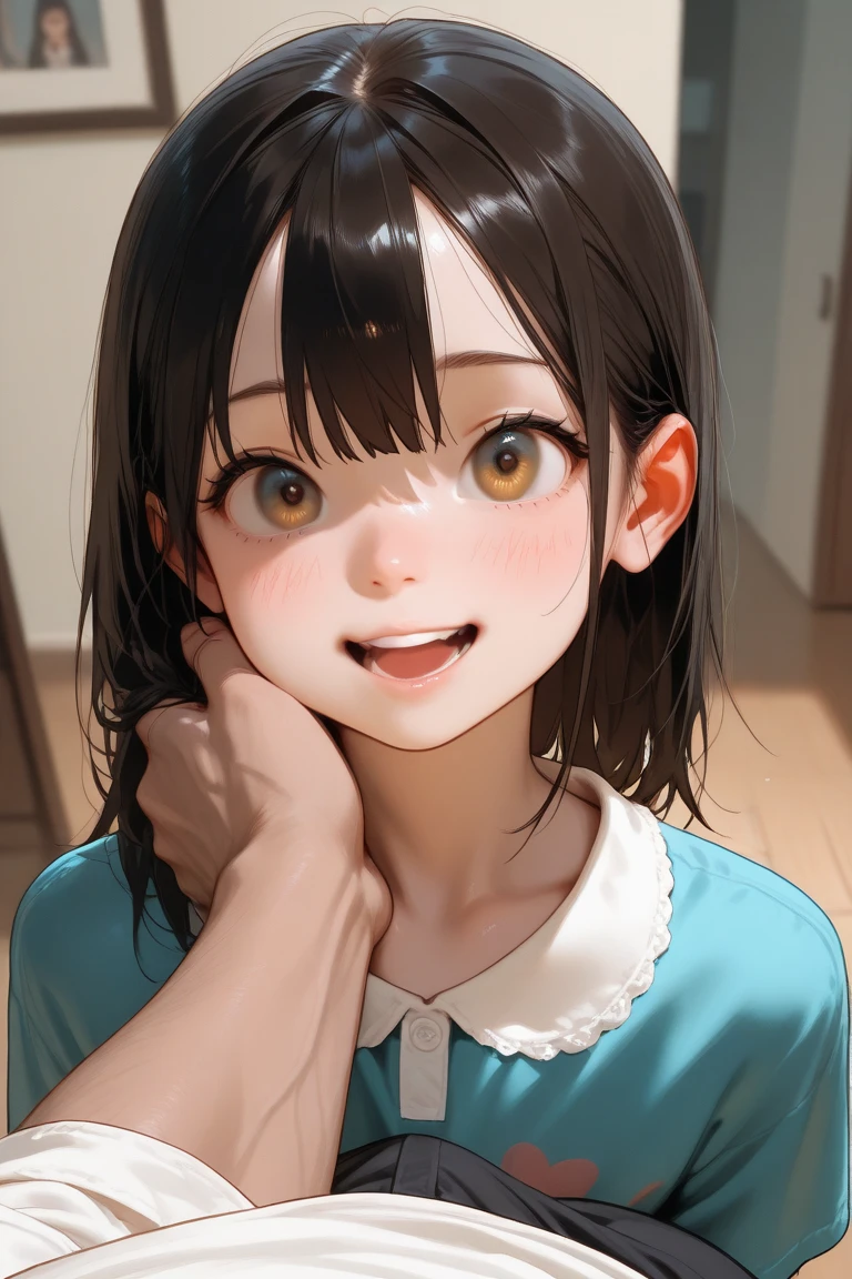 there a young girl that sitting down with her hand on her head, ruan cute vtuber, katelynn mini cute style, beautiful cute, she has a cute face, cute young girl, cute beautiful, with cute doting eyes, handsome girl, with cute - fine - face, nivanh chanthara, 🤤 girl portrait