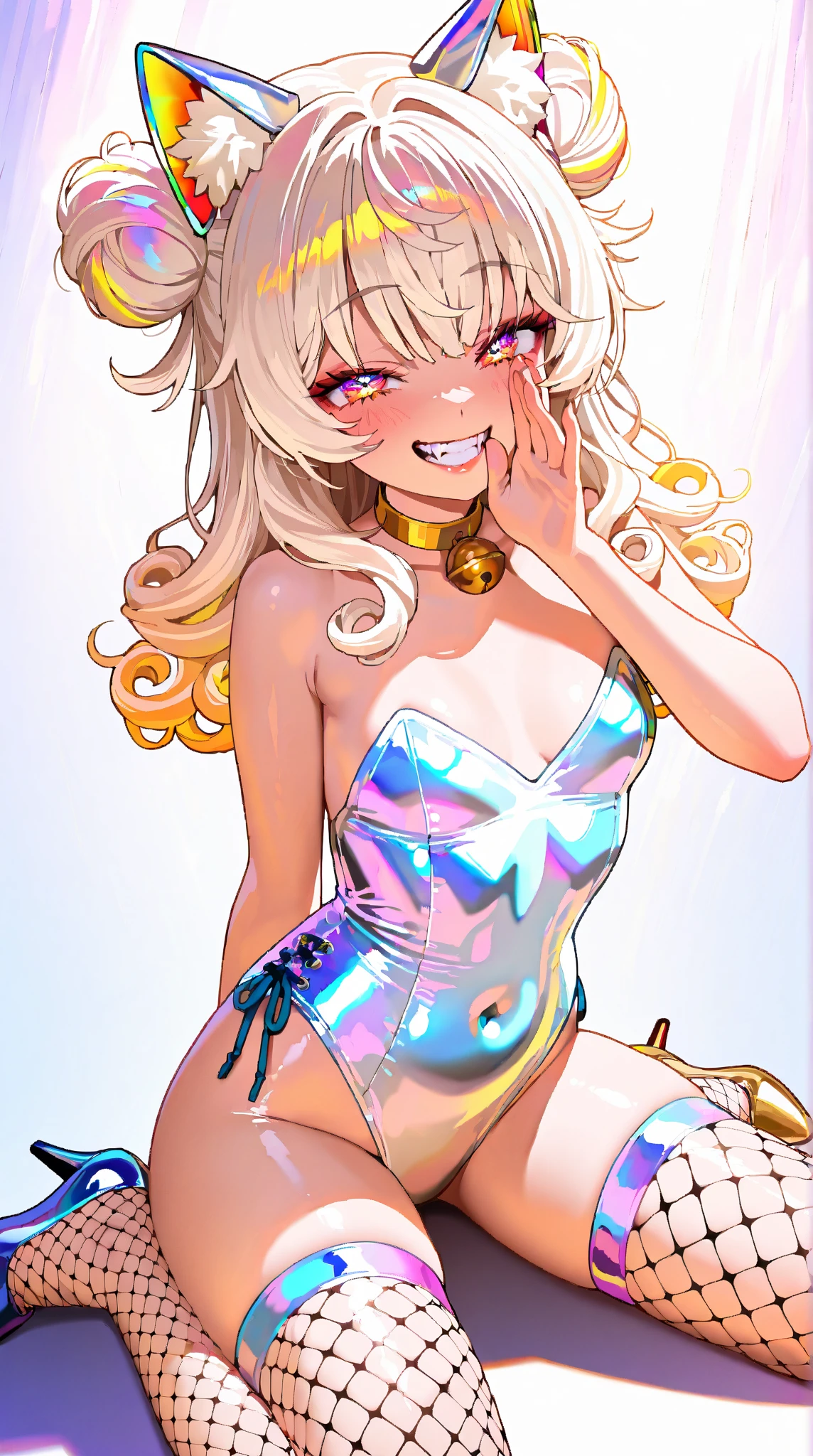 ((Junko)), (desnuda:1.3), (transparent lingerie:1.4), (cara sonrojada:1.6), sonriendo, con la lengua fuera, (heart-shaped pupil:1.5), ((erotic posing))