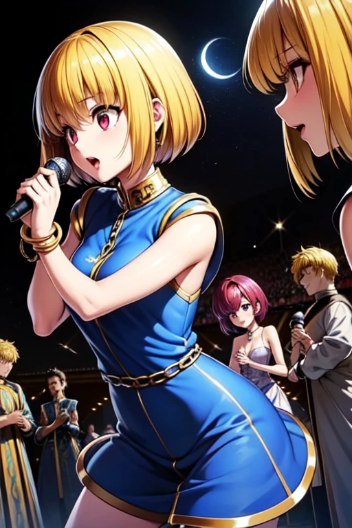 eautiful girl, long braids, cold blonde hair, black eyes, teen, Persona5 character, Taiga Asaki ,masterpiece, meilleure qualité, pose dynamic, pretty, lavender color, side bangs, idol, character concept art, angelic, shujin academy, skirt