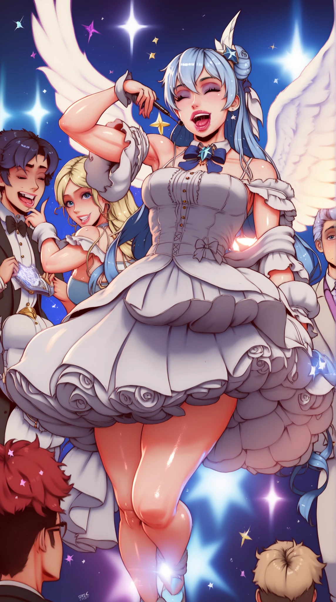 hight resolution, top-quality, ultra-quality, The ultra-detailliert, lighting like a movie、full of sweat、Wearing sweat、((((sexy precure wedding))))、、、(My whole body is sweaty、after sex、show off your pussy、not wearing underwear、accurate anatomy、beautiful nipples、protest、angry face、blush、)、Obscene atmosphere、Front Camera Angle
