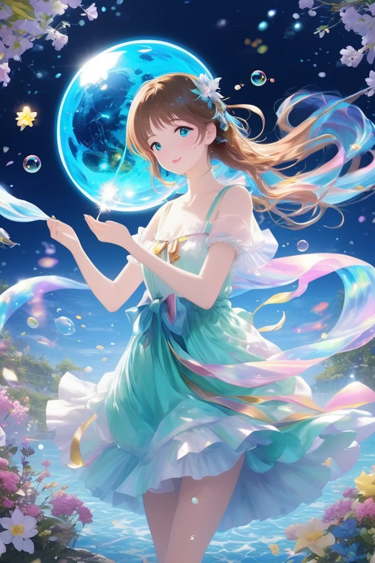 (characters in front of the picture:1.4), (1girl,solo:1.6), (a portrait of beautiful girl with straight hair:1.7), (straight hair,shiny hair,crystal tiara:1.4), (chibi:1.3), (face lighting, perfect face, clean face, beautiful face:1.4), (light smile:1.2), (beautiful lips, closed lips, closed mouth:1.2), elegant, (cleavage cutout:1.2), (big breasts:1.1), (sit in water:1.2), curvy, symmetrical, (masterpiece, finely detailed beautiful eyes:1.3), look at viewer, flawless skin, (dragon scaly:1.2), (metal armored dress with white cape:1.2), glasstech, transparent, (metal reflections:1.3), more details, (masterpiece:1.3), intricate, (style-nebmagic:1.2), (rich:1.4), Unreal Engine, (majestic constellation:1.2), (flawless:1.2), (ultra realistic 16k cg:1.2), (constellation:1.1), (moonlight, night:1.3), (rainbow_aurora:1.1), (big colourful jellyfish in the sky:1.4), (The Sea and Islands with a beautiful reef fortress:1.2), (huge coral reefs around island:1.2), (fluorescence cave with glowing mushroom:1.2), (forest with tree of the world:1.3), (floating island on sky with waterfall:1.3), (river crossing towns:1.2), (mystical sky:1.2), (Vivid Colors:1.3), soft colors, (detailed cloudscape:1.3), fantasy starry skies, (dreamlike pool:1.2), (fantasy illustration:1.3), (high-resolution:1.2), (extremely intricate:1.2), best quality, highly detailed, bright colored