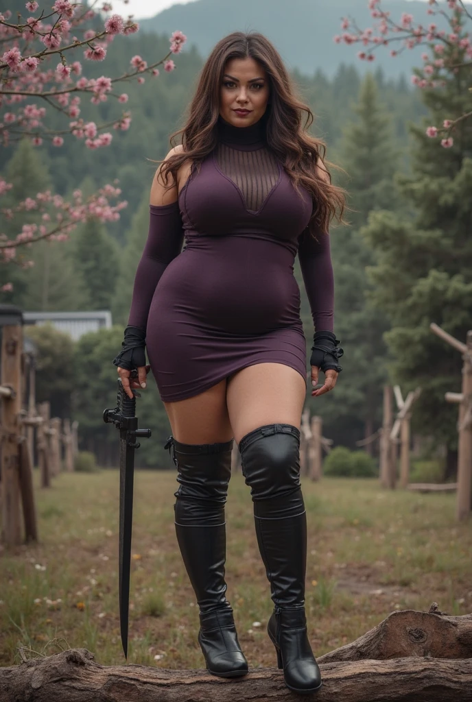 (best quality,8k,highres,masterpiece:1.2),ultra-detailed,realistic,physically-based rendering,colorful, long-shot, front, stehend, A female soldier walking in a forest, Afrikanisches Gesicht:0.9, schwarze Haut, (busty body), big boobs:1.8, Dekollete, curly black hair,welliges Haar,pferdeschwanz,busty woman, camouflage army shorts, tall, strong rubber boots, big beautiful woman, hourglas body shape, massive wide hips, big butt like a horse, starke oberschenkel, best quality, 1 girl, ((Betrachter betrachten)), blaue Augen, 195 cm, Zerzaustes Haar, big , rundlich, curvy, plus-size, dunkle Haut, Wildfang, overweight, Erwachsene, 33 Jahre alt, 1 girl, Allein, Sohle, einzig, alleinig, Grinsen, wide hips, massive tigh, Ernster Ausdruck, Beautiful, wearing a camouflage micro bikini , wears high boots, Highly detailed body, (detailliertes Hautbild1.1), best quality, dunkle Farbe, natural lighting effect