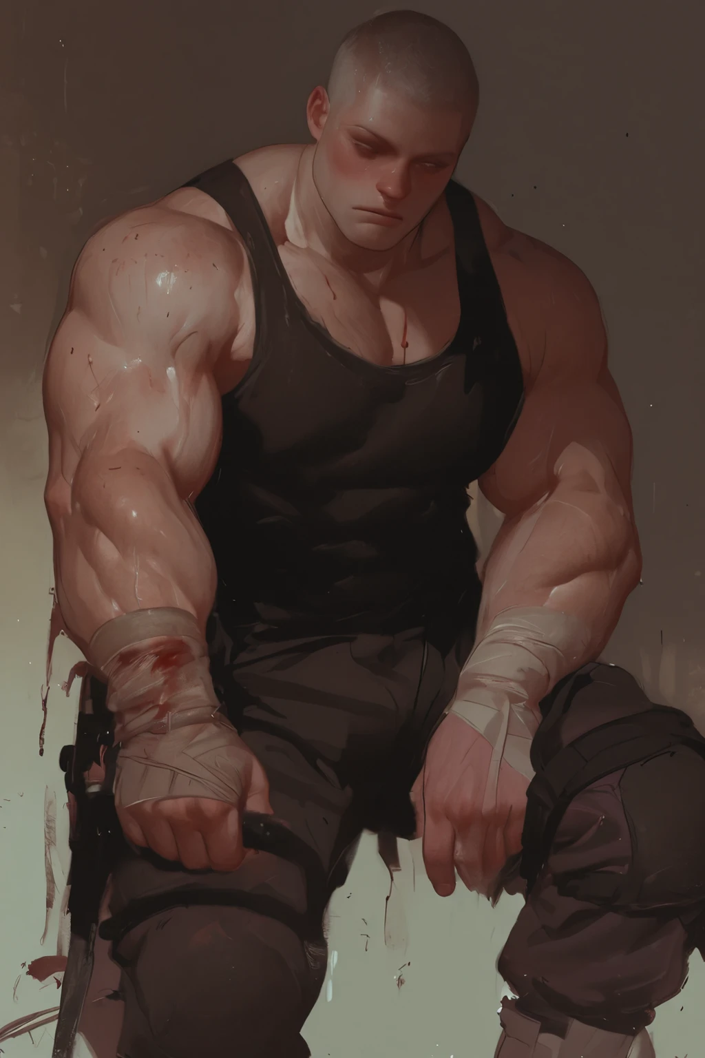 a shirtless muscular man in a dark mask holding a knife, atmospheric moonlit room, horror atmosphere, (best quality,4k,8k,highres,masterpiece:1.2),ultra-detailed,(realistic,photorealistic,photo-realistic:1.37),chiaroscuro lighting,dramatic shadows,ominous,moody,intense,cinematic