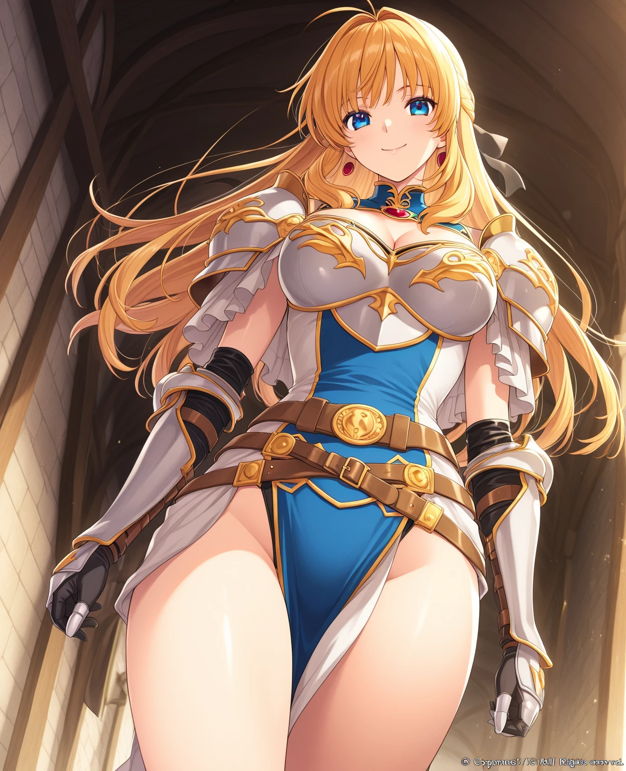 Movie Scenes, Fantasy art, Best image quality, Surreal Portraits,(8k),Ultra-realistic,最high quality ,high quality, High resolution, high qualityの質感,Attention to detail, beautiful, detailed, Extremely detailed CG,detailedなテクスチャ,Realistic facial expressions, masterpiece, in front,dynamic,bold,1 girl, One woman, Age 25, Light brown hair, Long Hair, Up Bang Hair, Floating Hair, Highly detailed skin,curve,,beautiful胸,Mid-chest),{最high quality}, {とてもbeautiful}, {Super detailed}, {最高のAn illustration}, masterpiece,{{{{{Skirt Lift:1.5}}}}},{{{{{Showing off her blue panties:1.9}}}}},garter belt:1.2,((Holy Knight)), Smooth breastplate, ((Platinum Armor))、((((Extremely detailed and intricately decorated armor:1.1)))),Red Cowboy Shot,smooth udder、big 、(Golden Ratio,Tabletop, 最high quality, 最high quality, Official Art, beautifully、beautiful:1.2), Very detailed, colorful,最高のdetailed,An illustration, Great scene, Asheria Costume:1.5, Asheria Costume:1.5, mini skirt,Knee socks, Thighs, gem, Blue Belt,Belt number 1),Course of action, A look of contempt ,From below,Sitting:1.9,Spread your legs:1.9, Lift your legs:1.8,