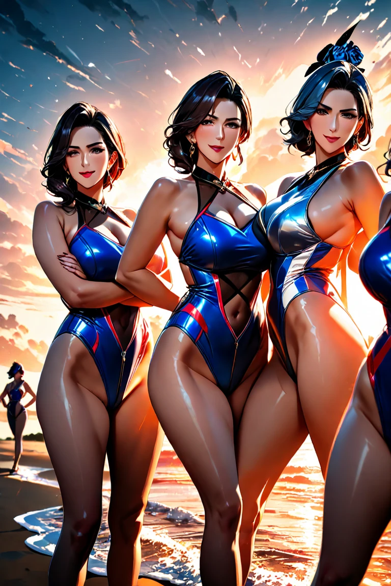 Lt. Sharon 'Boomer' Valerii and Number Six, Hawaiian woman with black hair, gorgeous blonde Russian woman, sexual tones, midriff, navel