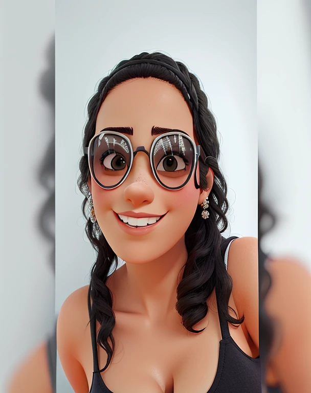 Uma mulher negra com cabelo cacheado na altura dos ombros estilo Disney Pixar, alta qualidade, melhor qualidade