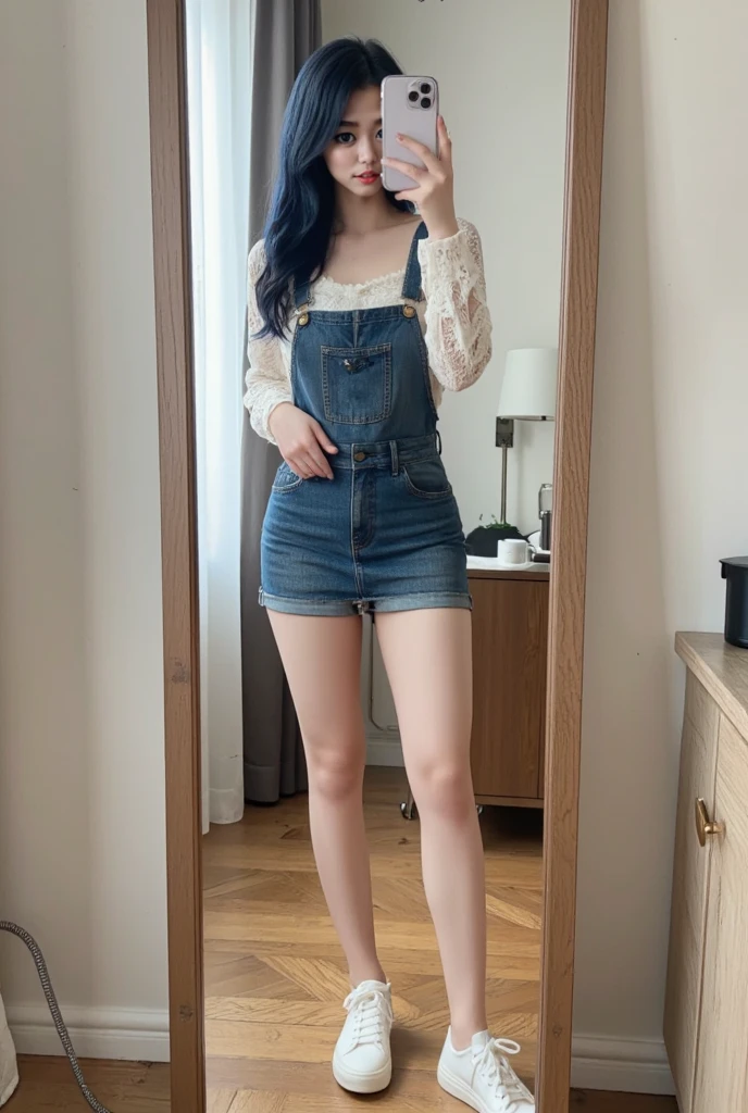 A beautiful and cute girl, full body photo, extremely beautiful and delicate, black hair, sweet smile, delicate beautiful fair skin, realistic and realistic, exquisite and complete facial features, detailed facial portrayal, high nose bridge, flowing smooth hair, extremely delicate hair, soft temperament, face light, tall, thin, real, hyper-real, full-body lens, forward tilt angle, ultimate picture quality, highest precision, accurate and perfect human body structure. Blue sky and white clouds, sitting on the grassland, blue sky and white clouds, sunlight, cows and sheep, (suspenders, long skirts) panties are clearly visible