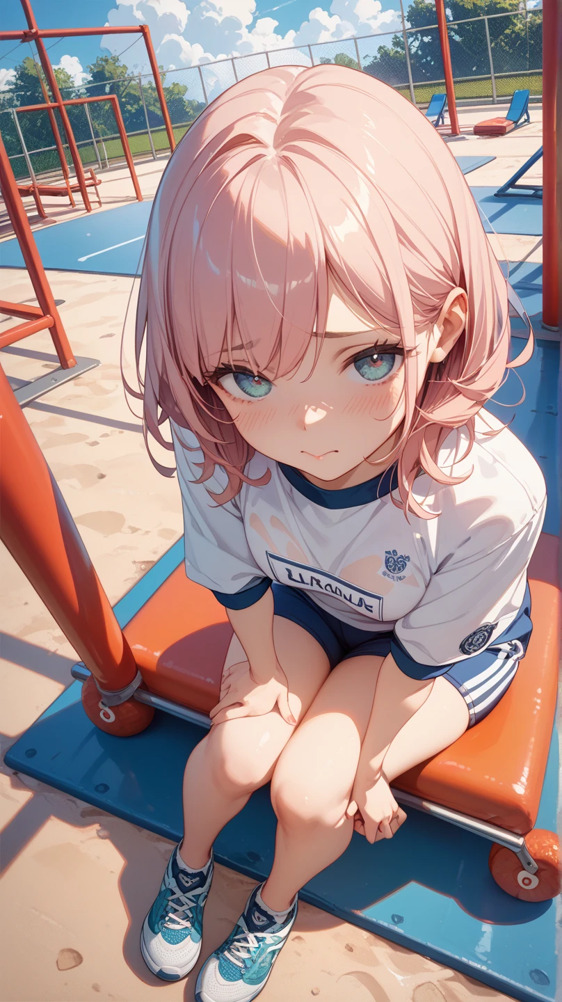 masterpiece, best quality, highly detailed, high resolution, expensive solution, high resolution, 4k, 8k, Unity 8k wallpaper, highly detailed CG, masterpiece, 2d, 3d, beautiful details, depth, fine texture, best quality: 1.3, total concentration, transparent skin, him, very cute anime girl, expensive pink ponytail girl, alone girl, tennis uniform, tennis shoes, tennis court, it was raining heavily and she was soaking wet. The tennis uniform was see-through and her hair was soaking wet, smiling ponytail girl, full body, tennis court, heavy rain, mole under eye, gaze, expensive, blush, parted lips, heart, pink eyes, choker