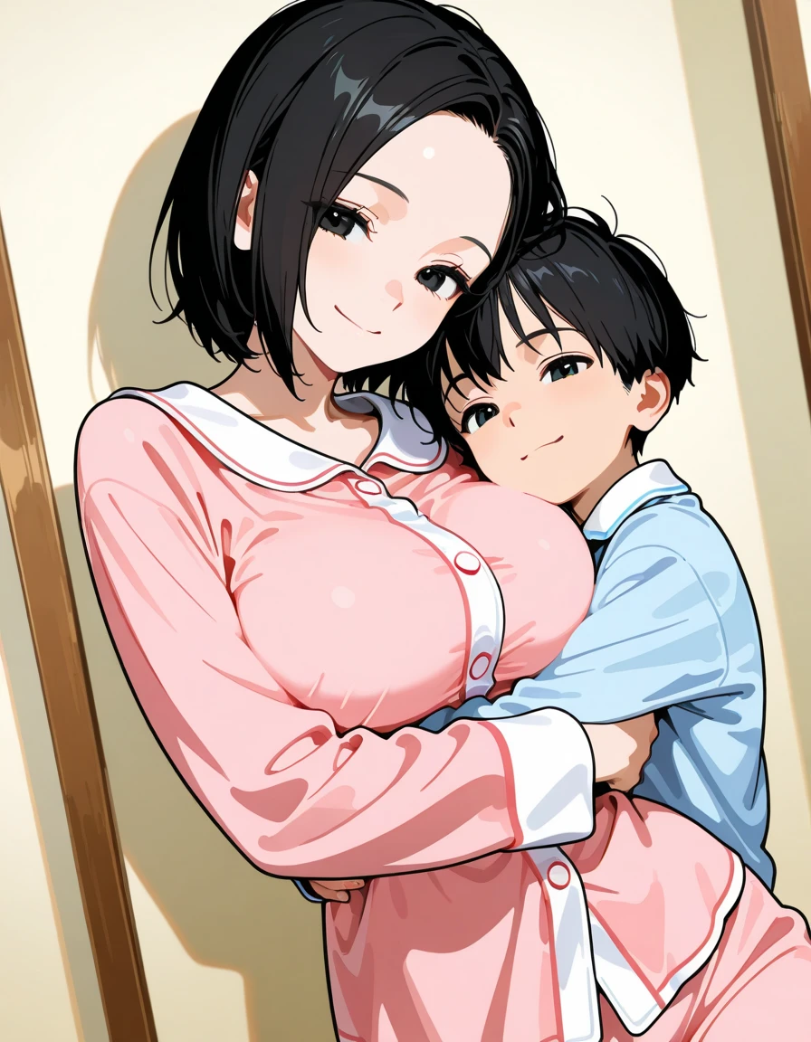 Erotic、Bedroom、Two naked people、Auntie and My aunt has big boobs Sweat、Embarrassed expression、smile、No clothes straightshota Breastfeeding a young boy Young man licking boobs Auntie looks at a little boyd her son