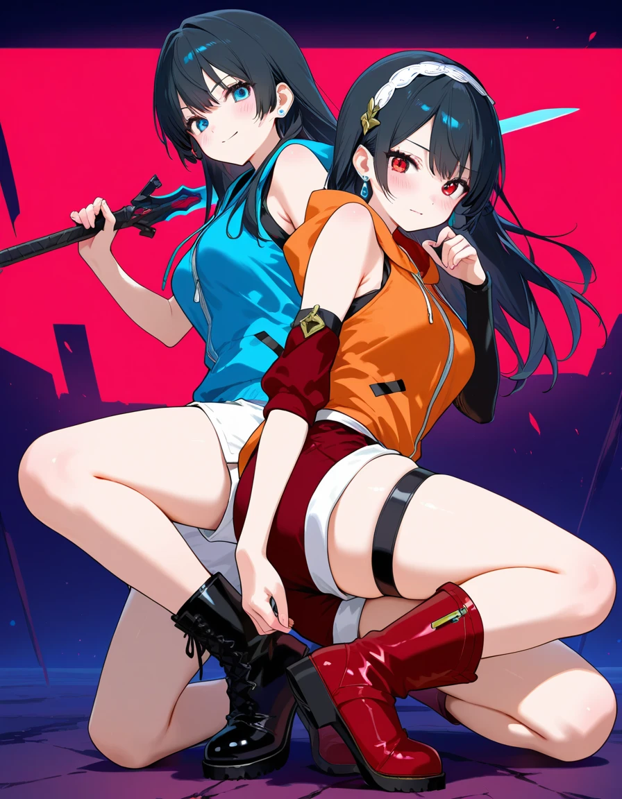 Big breasted kunoichi in a miniskirt and knee-high socks