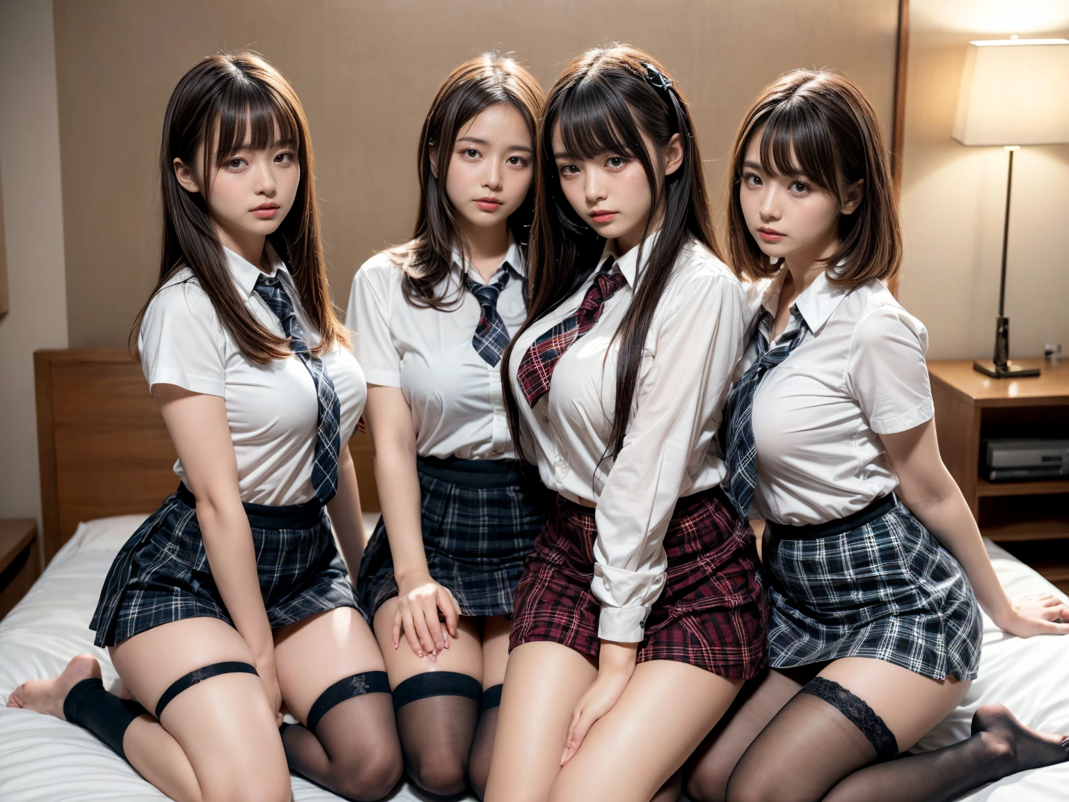 8K, RAW portrait of (japanese woman),masterpiece、Photoreal:1.3、realistic, ultra high resolution, highest quality, real life photos ,( When evening comes :1.1),
((((2 girls:1.5)))), (((Two girls showing off their panties in the room)))、(cute face:1.3)、日本の2 girls,((Two Japan High School Girls))、((2 real high school girls))、((Japan High School Uniforms:1.6))、 long hair,,slender body,、in the room、
big beautiful detailed eyes, black hair,(Depth of written boundary:1.3)、 ((dark brown eyes:1.2))、(real skin texture:1.3)、(Immersive atmosphere:0.8、chiaroscuro:1.2) 、(look viewer:1.3)、((embarrassing))、((red cheeks:1.3))、((from belowの天井:1.2))、(smile:1.2)、((wearing very small silk panties))、((panty shot))、((Woman rolling up her skirt))、((from below:1.15))、((panties close up:1.39))、((panty shot))、the most beautiful woman in the world、the most beautiful woman in the world、((spread your legs to the side:1.4))