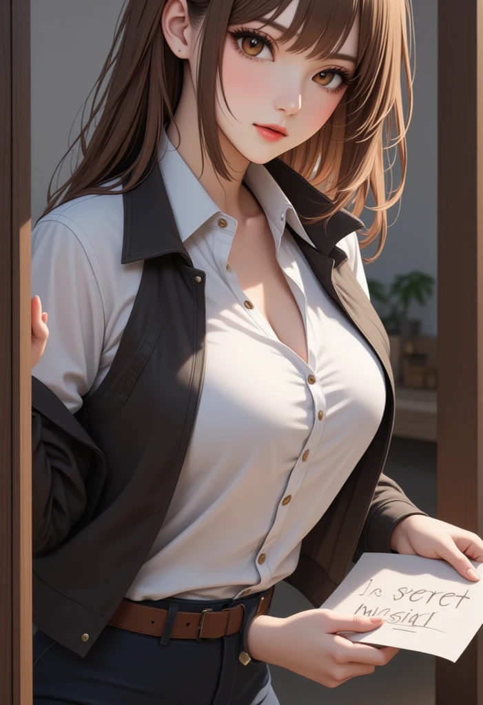solo, 8K quality, school outfit, cleavage, mysterious,  beautiful, younge, Russian girl, pale, red blush, straight hair