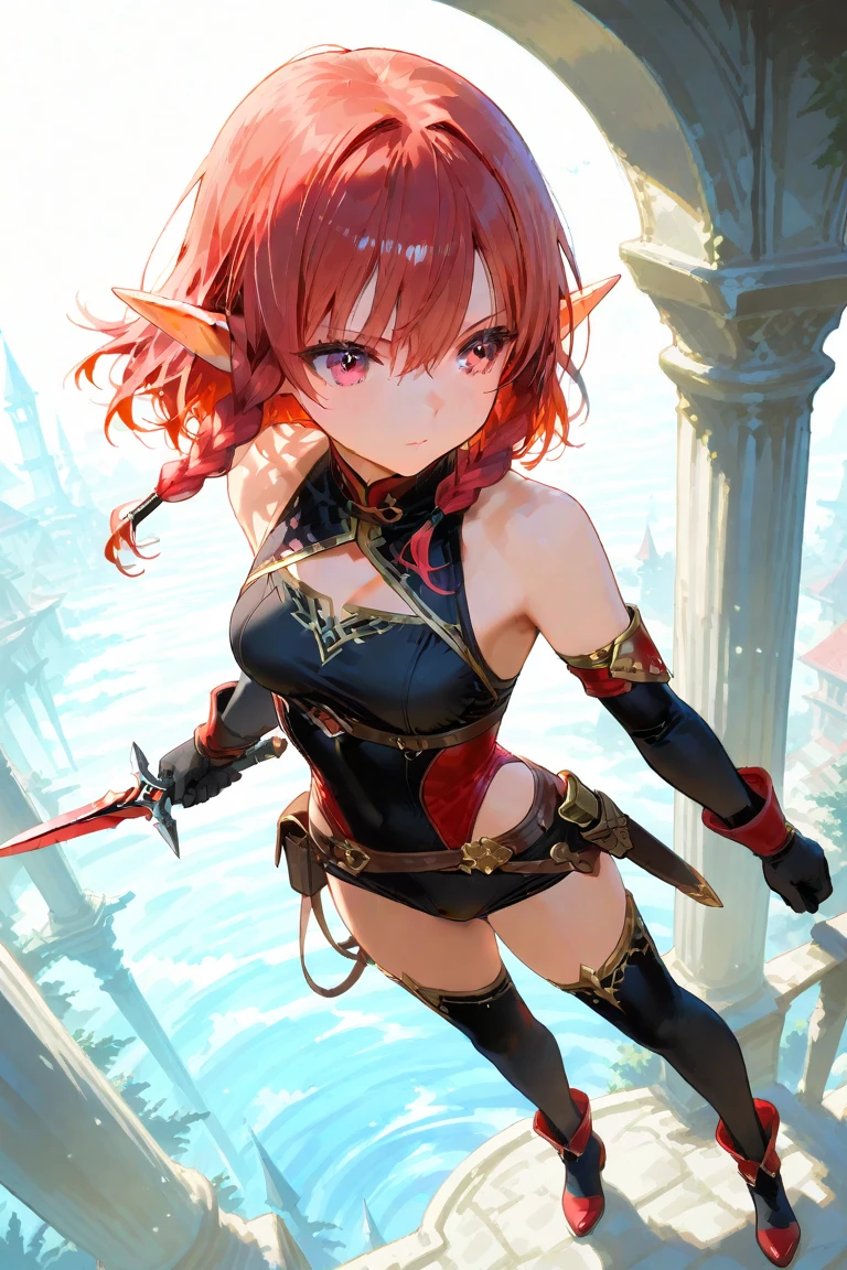 a mature woman,work of art,high resolution,Eyes red,horns and tail of Dragon,some scales on the body,posing with a combat spear,in the ice ruins,good anatomy,snowing,アニメ