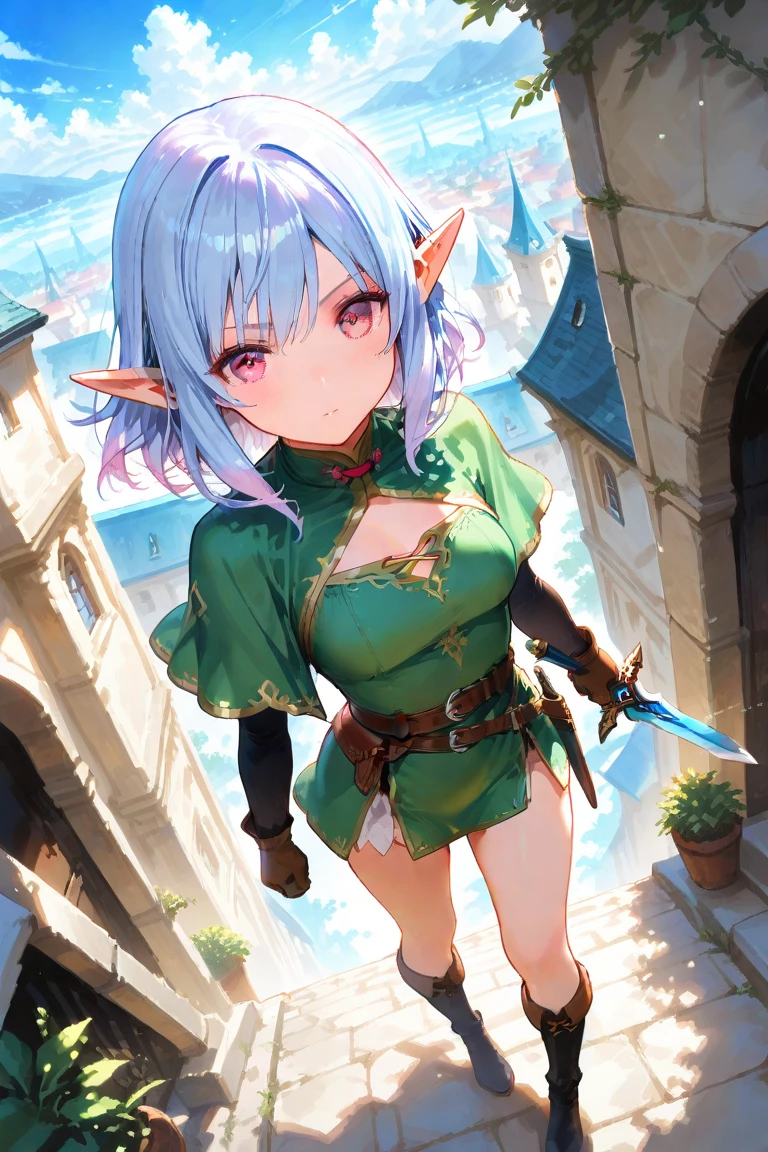 (((Crawling on all fours on the lawn:1.3))),(((forest trees々々sunlight shining through))),(((elf woman with small ears:1.7))),(((Little elven ears:1,7))),（50 years old）,(Fair skin:1.7),(An oversized wet green costume that is about 3 sizes larger than a woman&#39;s.&#39;s.:1.7)、Beauty Warrior,(neck is open、(You can see through the wet green kimono:1.7)、(Her small breasts, She wears armor 3 sizes larger than Wet Green Lady.., What can be seen through the hanging gap at the chest of the large green costume.:1.3)、(sexy wet green costume:1.3)、(An oversized wet green costume that is about 3 sizes larger than a woman&#39;s.&#39;s..and the space between the small breasts:1.3)、(Small breasts with a glimpse of cleavage:1.3)、(very small breasts:1.7)、(very small breasts見せ: 1.3)(smile full of happiness:1.3),(((Emphasize small breasts:1.3))),(dynamic angle),(((Dynamic and sexy forward leaning posture:1.7))),(( (wet and shiny skin)))、extremely small breasts、Clothes flutter in strong winds、chest slip、one girl、hairpin、necklace、earrings、look up from below、Pointed red mouth、cheeks turn red、he sees who is logged in,(shiny silver hair,short hair),Disarrayed hair blows in the strong wind,look at the camera,(professional lighting),(8K,debris flies、highest quality、Ultra high resolution output image、)、Depth of written boundary、beautiful hands、beautiful fingers、Detailed functions of fingers、Detailed characteristics of hair、detailed facial features、Detailed features of clothing、wet hair、wet body、wet costume、
information
