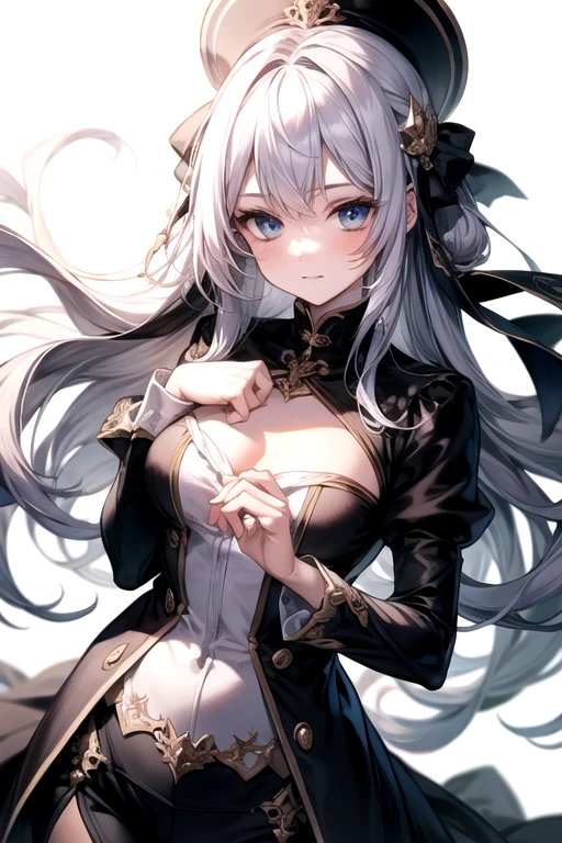 (masterpiece:1.3, Highest quality), Ultra-high resolution, Super detailed, (Realistic, photoRealistic:1.4), Beautiful illustrations, Perfect lighting, colorful, Depth of written boundary, ,
View your viewers, (Face Focus, Upper Body), 1 girl, alone, High female high school student, 14 years old, (Large Breasts:0.8, Big Ass, Captivating thighs, Skin Dentition),
(Long Hair, Wavy Hair, Silver Hair), Hair between the eyes, Emerald green eyes, Droopy eyes, Big eyes, Glowing Skin,
Beautiful Hair, Beautiful Face, Highly detailed face, Beautiful attention to detail, Beautiful clavicle, Beautiful body, Beautiful breasts, Beautiful thighs, Beautiful feet, Beautiful fingers,
(Beautiful views), Daytime, (Outdoor),
((Detailed cloth texture, Miniskirt Maid, Maid headdress, Thigh-high socks)), garnet necklace,
,, (Cute smile, Upward glance, Small with open mouth), Long Black Hair, Hairstyle(Braiding), Hairstyle(((black navy blue, Dark Navy))), pupil(purple)