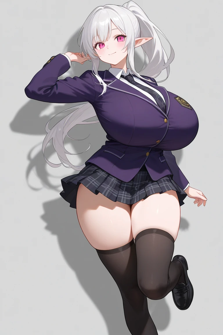 1 girl, watery big eyes, Low RA:Add to_the detail:1,underdressing,inside a classroom,humongous large breast,humongous large breast,Bigchest,black lence stockings