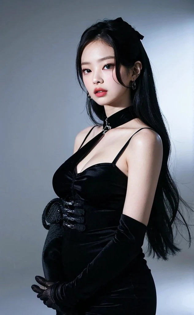 a close up of a woman with long black hair using a chokehold, cruel korean goth girl, 18-years old, pale goth beauty, dilraba dilmurat, 1 7 - year - old goth girl, korean, 1 8 I, 2 2 years old, goth girl aesthetic, xision wu, 2 4 years old female model, 1 6 years old