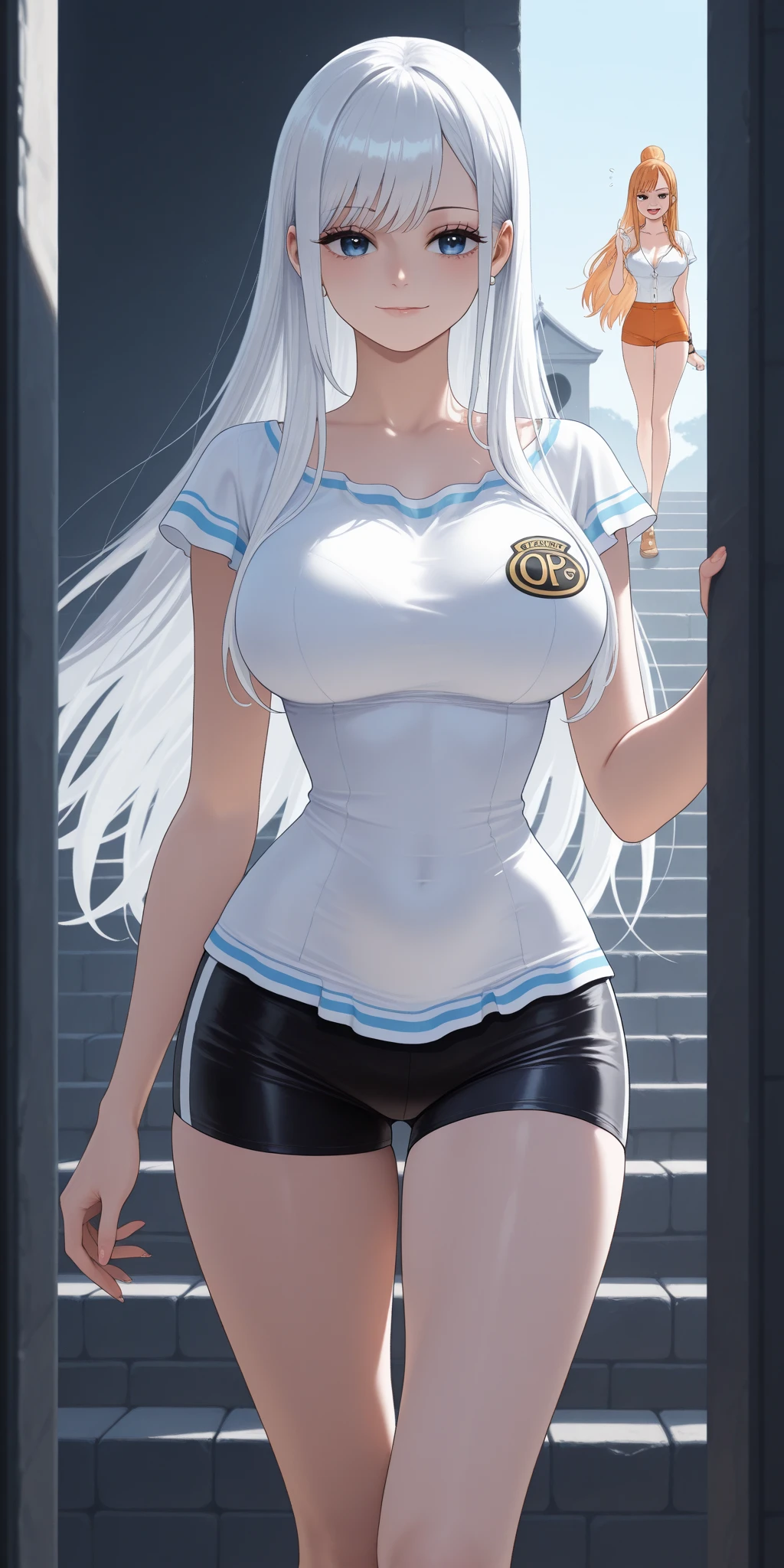 Enterprise, tight shirt, busty, seductive, thick thighs, realistic, best quality, masterpiece, ultra detail, ultra high res