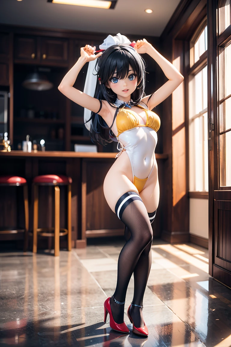 there is a woman in a white uniform posing for a picture, thicc, lit from behind, sakimichan hdri, front and back, range murata and artgerm, photorealistic perfect body, realistic sensual gravure idol, smooth translucent white skin, sexy pose, cosplay, anime girl cosplay, small curvy , kotegawa yui