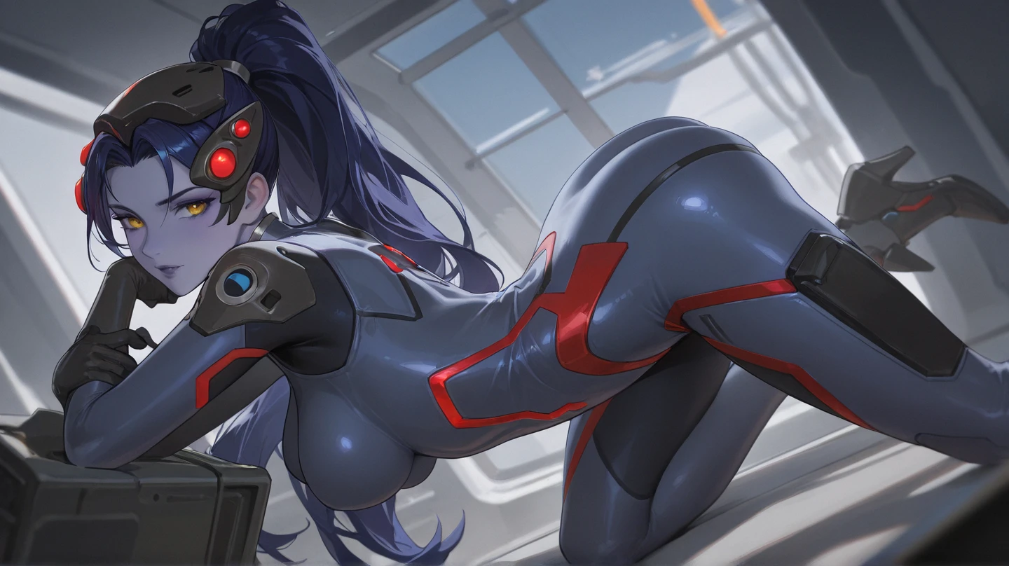 a cartoon picture of a woman in a black and white outfit, Warframe Smooth Thighs, Very detailed ArtGerm, Squatting anime beauty, Very detailed and beautiful fan art, animemanga girl, beautiful attractive anime woman, anime figure; Full-body art, ash, Detailed anime character art, Female action anime girl, 8K high quality detail art，lean legs，in a cluttered environment，oda&#39;graffiti on the back，in dire circumstances，look of anguish，tightsuit，Abs，，within the cell，The body is bound，Female prisoners，long slim figure，lying down，scary cell