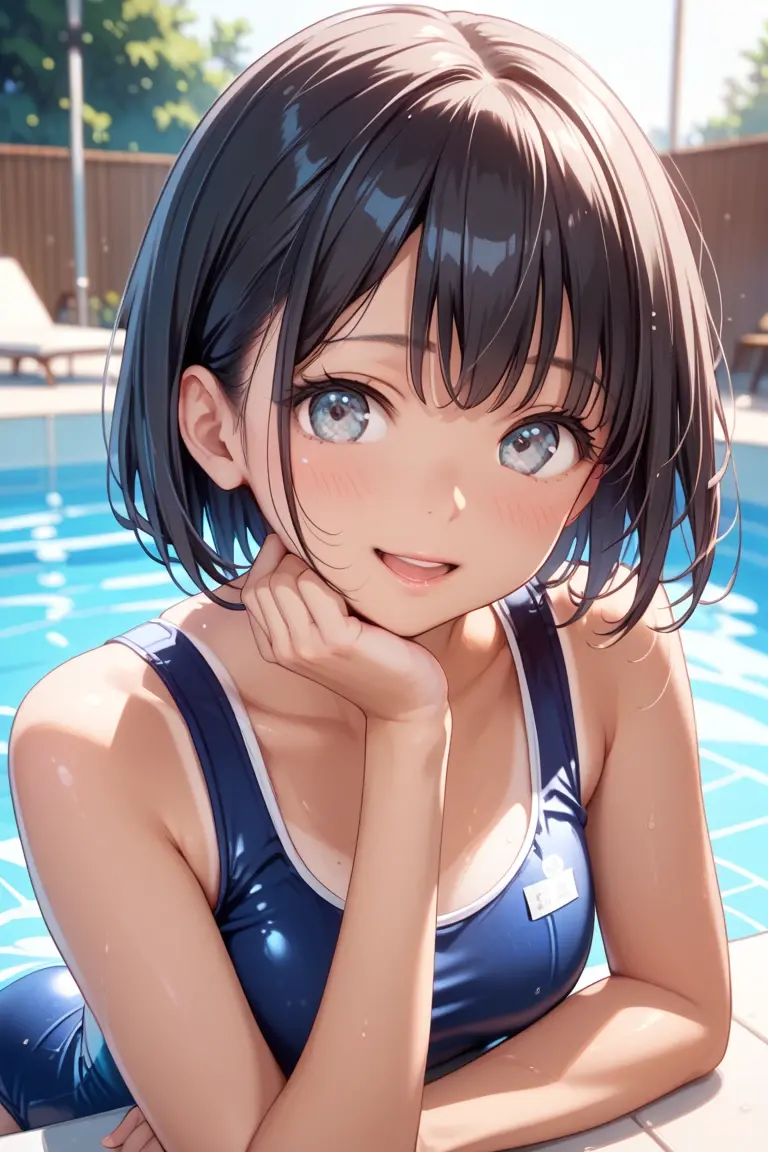 ((Top Quality)), ((Excellent)), (Detailed), ((Japanese)), Ultra-Realistic, Stunning Environment, Vivid Colors, , Black Hair, (Young Face), ((Bob Hair)), Shiny Hair, Medium Breasts, ((White Sailor Suit)), ((Sailor's hat)),Sailor trousers, (Sailor), ((From Above)), ((Blue Eyes)), Half-Smiling, Upper Body, Shiny Hair, Blunt Bangs, ((Medium Breasts)), ((Leaning Forward)), ((Blue Eyes)), Masterpiece, Ultra-Realistic, ((Close-Up)), On a Boat, Natural Light, Vivid Colors, Ocean,