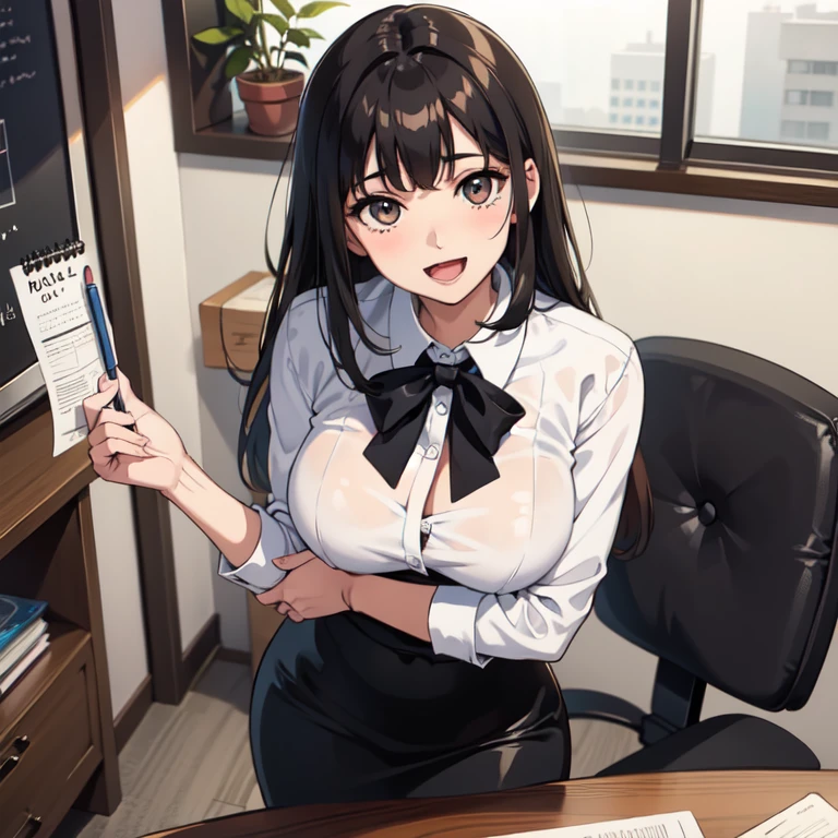 secretary sucking her boss in the office