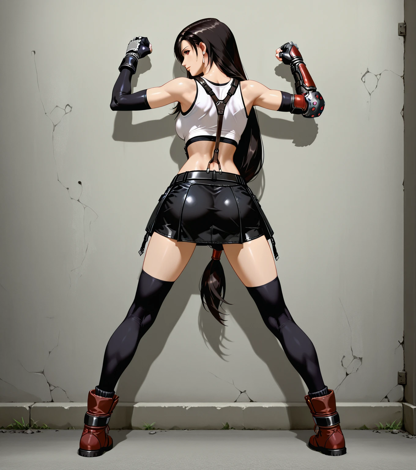 Tifa in a fighting pose, thorne clothes, sexy, pigtail, Dessous