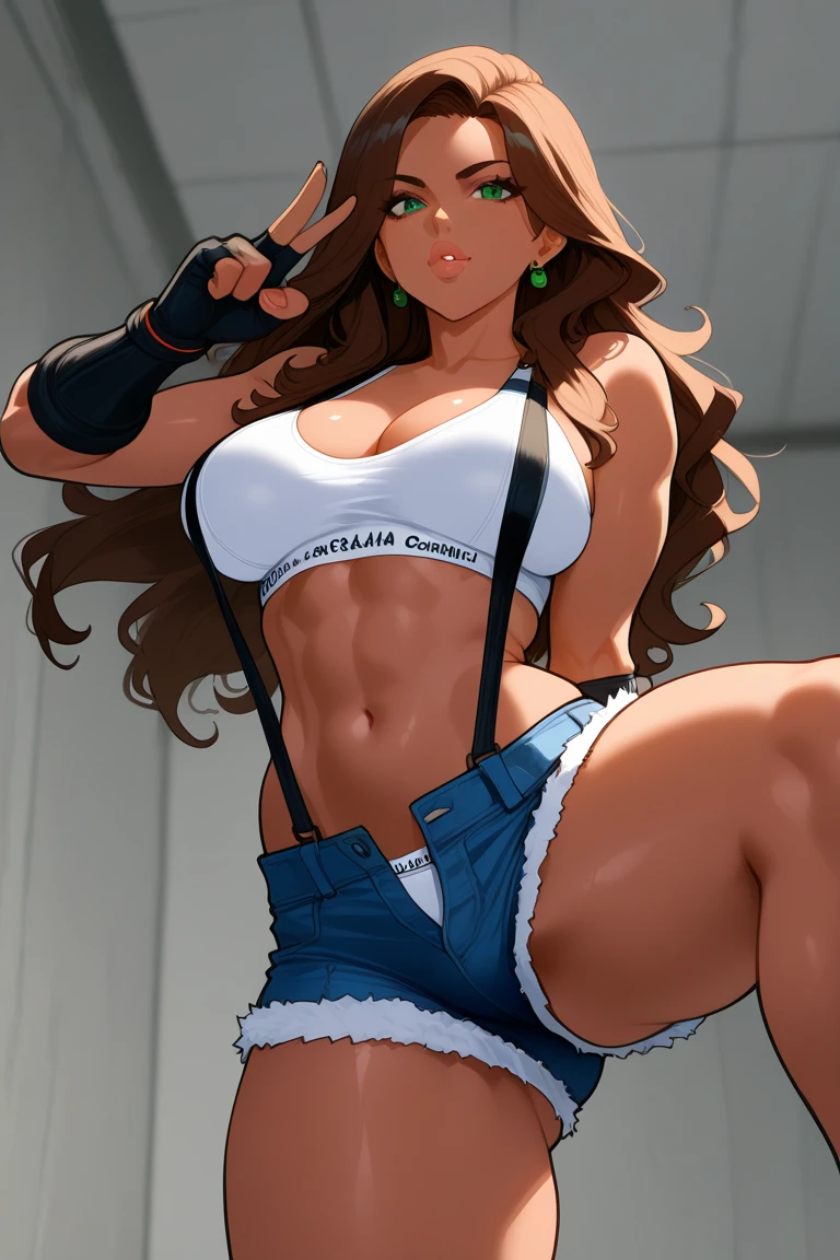 1GIRL,REVY, BIG BREASTS,MUSCUALR FEMALE,, full body, crazy smile, pirate clothing,  bandana