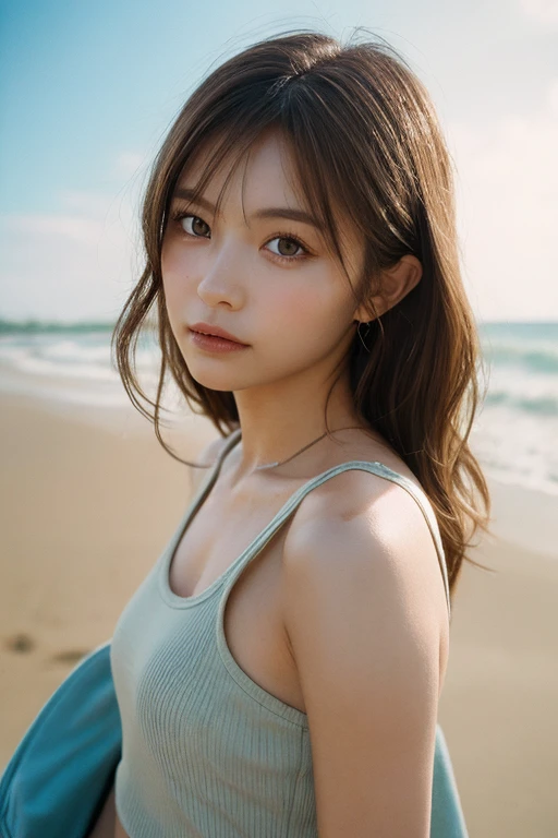 (8k, RAW Photos, Highest quality, High resolution:1.1), (Ultra-realistic:1.4),(Realistic, Realistic:1.3),The Beauty of Japan、
BREAK (((White T-shirt, Mesh T-shirt, Crew Neck, Wet sheer Stretchy T-shirt,))), Transparent nipples,
BREAK Upper Body, Lean Body,
BREAK 1girl, solold, shigure, ahoge, single braid, hair ornament, hair flaps, hand ribbon,
BREAK ((Wet with rain)), in the beach,