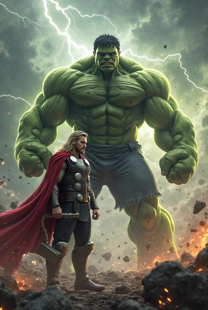 Thor and hulk selling fruits in Market , and wearing shopkeeper cloths.