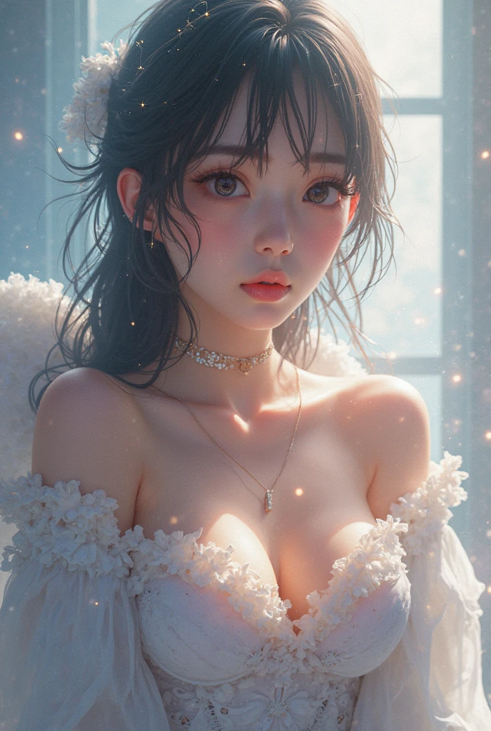 masterpiece,excellent quality,Like a mirror,cinematic experience,Extremely detailed,absurd),8K,wallpaper,(Ray Tracing),Physically Based Rendering,Super Fine,Narrow your focus,rest(1 Japanese、Japanese baby face,cute,Beautiful women),(Star:2.0),(Pretty Face),(beautiful eyes),(Perfect eyes:1.6),(Radiant Skin:1.2),(Feel free to hairstyle),(Random hair color)rest,(Super high leg jumpsuit:2.0),(Extra large breasts),(Sexy thighs),(function),(plump),(front:2.0),(whole body:2.0),(look at me),(Detailed hands:2.0),(Beautiful female hands:2.0),(Portrait of a goddess,Cosmic aura,Space,rainbow particles,Diffuse reflection of light),(彼女はゆったりSpaceに浮いている:2.0)