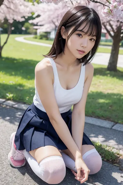 A -yeld hischool student aas an idol、高校の制服はCleavageが見えるデザイン、Cleavage、mini skirt、Crouching、With legs apart、I can see your pants、Young cute face、Smiling Kindly、whole body、RAW Photos、Genuine、Real、realism、Raw photo、High resolution、Life、No copyright notice