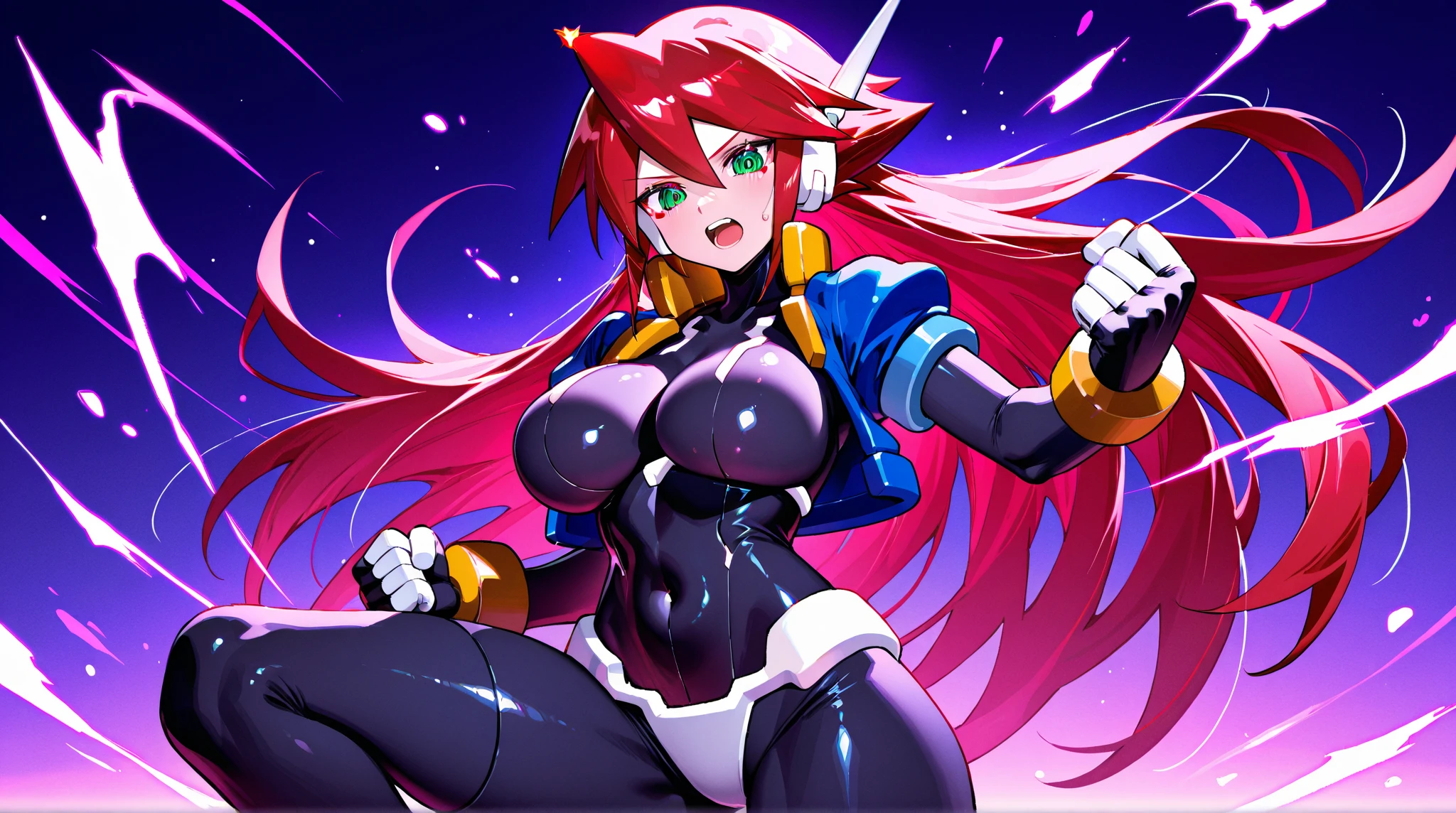 masterpiece, score_9_up, score_8_up, score_7_up, source_anime, best quality, extremely detailed, 1girl, milf, solo, (colored skin, black skin:1.8), SatranaAFKAXL, (huge breasts:1.2), ((((red hair), long hair, red eyes, fox ears, red fox tail, six tails))), parted lips, (((ryuukomatoicosplay, matoi ryuuko \(cosplay\), living clothes, navel, revealing clothes, showgirl skirt, skirt, suspender skirt, suspenders, underboob, life fiber, midriff, sideboob))), ((expressionless)), ((cityscape))