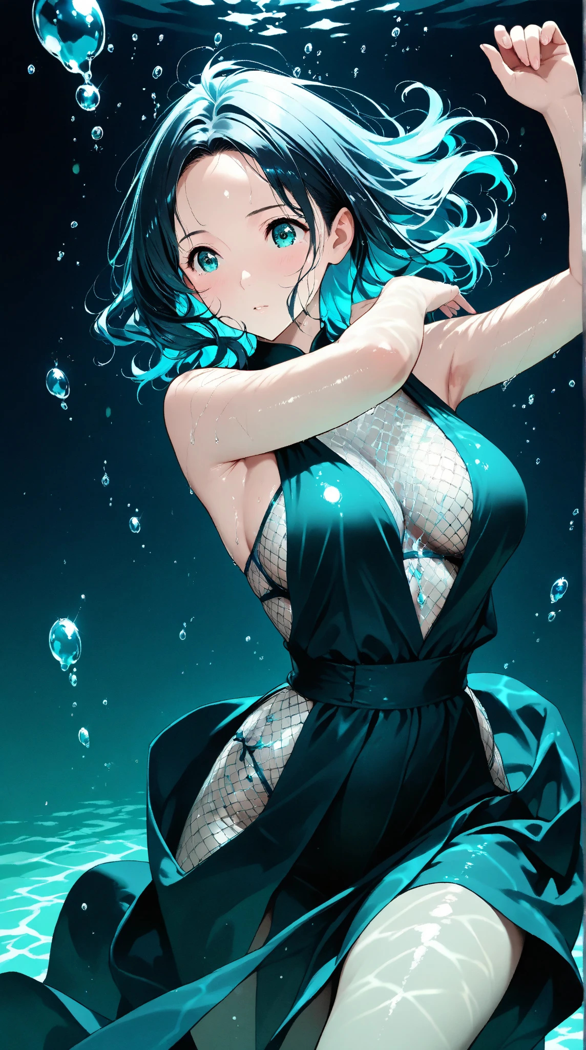 (Original Character、Unity 16K Wallpaper, Masterpiece, Best Quality, Ultra-Detailed, Extremely Detailed CG, Caustics, Cinematic Lighting, Detailed, Beautiful Detailed Eyes, NSFW:1.8, solo、oily skin、cleavage、8yers old), Ultra High Resolution, fine skin, (cute: 1.2, colorful micro bikini), (strong light),separate swimsuit、outdoors、vivid、pool at night、clavicle、lying:2.0、on back、crocus hair,((thick outline、black outline、brighten the subject))、wavy hair、spread your legs:1.2