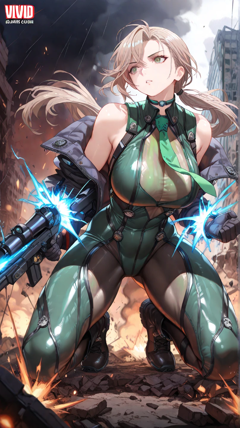ela_(rainbow_six_siege),Solo best quality, masterpiece, extremely detailed CG, extremely detailed 8K wallpaper, beside a carriage, broken carriage, bodies of dead guards around girl, light, extremely detailed character ultra-detailed, detailed face, beautiful, solo girl, perfect face, sharp focus, intricate details, ultra detailed body, ultra detail hair, ultra detail face, very pale, knight, blonde hair in a ponytail, teal eyes, wearing metal armour of a knight, blood on Armor, knight, wearing a red mantle, knight girl, large breasts, metal gauntlets, metal boots, on a dirt road, green field, carriage, fantasy, holy knight, long hair, smoky eye liner, stern face, silver and white clothing