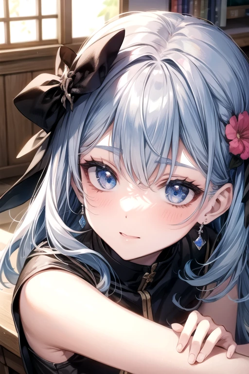 masterpiece, best quality, extremely detailed, (illustration, official art:1.1), 1 girl ,(((( light blue long hair)))), ,(((( light blue long hair)))),light blue hair, , long hair ((blush)) , cute face, big eyes, masterpiece, best quality,(((((a very delicate and beautiful girl))))),Amazing,beautiful detailed eyes,blunt bangs((((little delicate girl)))),(((tareme))),droopy eyes.(true beautiful:1.2), sense of depth,dynamic angle,,,, affectionate smile, (true beautiful:1.2),,(tiny 1girl model:1.2),)(flat chest), , tongue,Gal,Earrings,tattoo