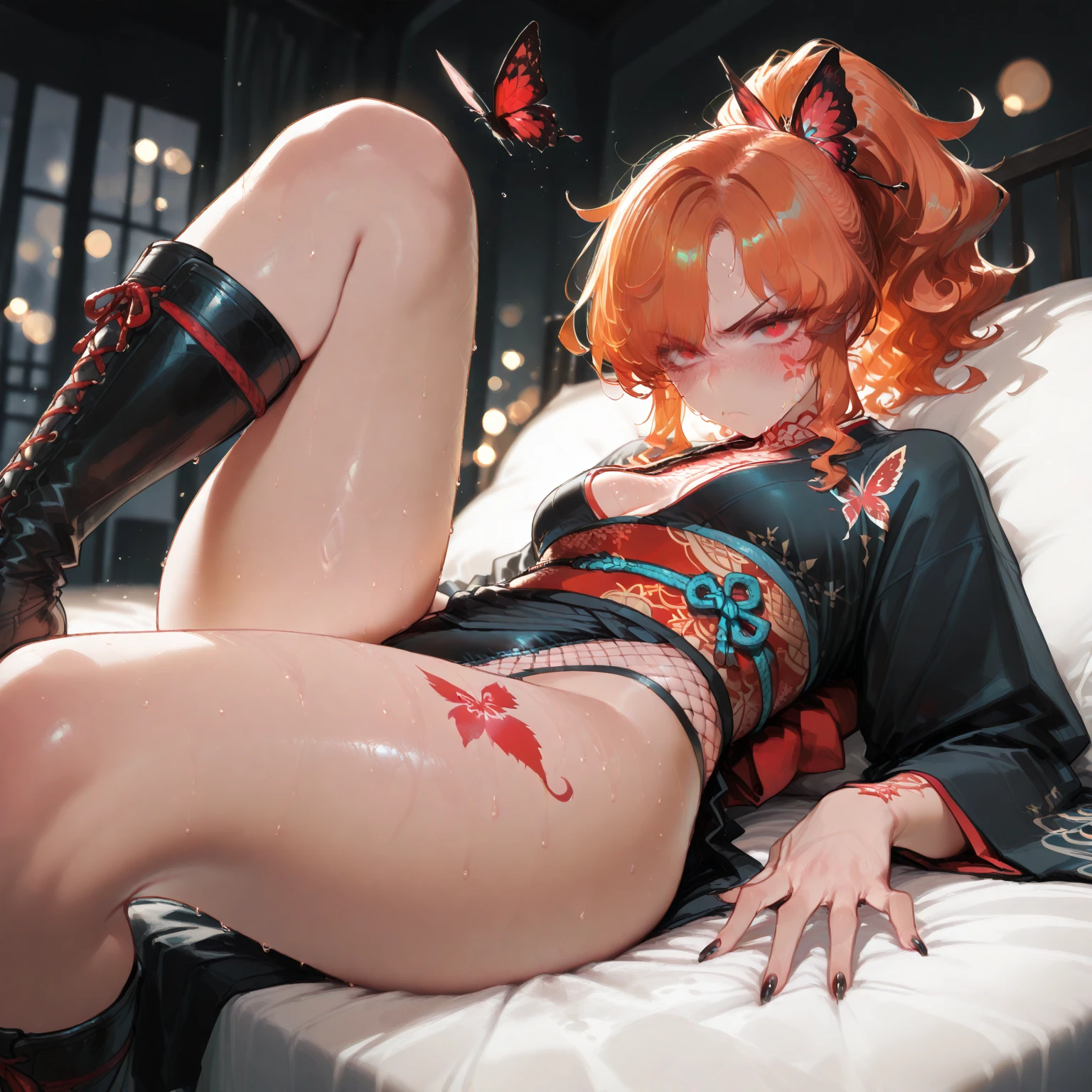 vampire woman, small tits, non pale, sexy, long fangs, transparent underwear, no tanga, athletic body, fit, transparent clothes, wet clothes, face tattoo, full body, bdsm, sexy pose, open legs, spread legs, , strong shadows, 16 years, skinny, femboy, egirl, detailed face, long nails, big eyes, sparks, , weather, tiny boobs, playing toy, orgasm face, looking camera, ass spread, fiber muscles, victorian room, perfect vaginal shape, detailed vagina, sexy clothes, lingerine,, blonde hair, trenzas, nordic, runes, detailed nipples, heart tattoo, heterocromia, bright blue,