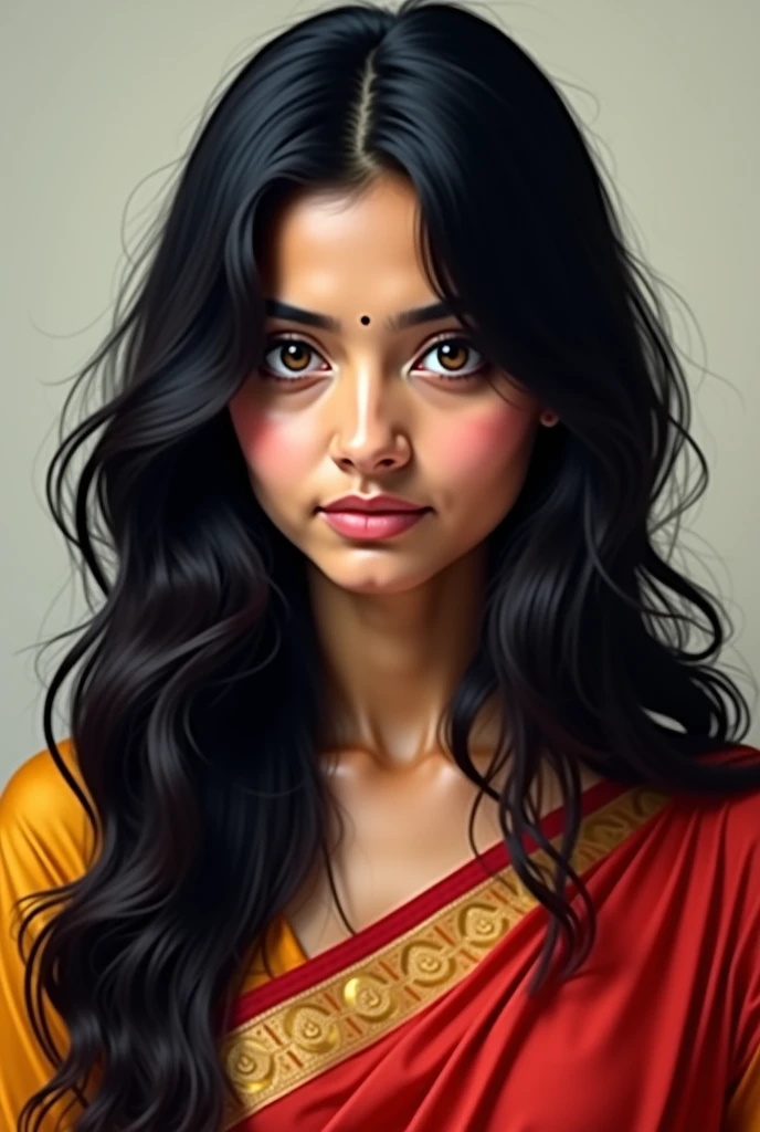 (masterpiece),(best quality:1.0), (ultra highres:1.0), detailed illustration, 8k, anime, 1girl, beautiful anime girl, wearing a pink yellow top, pretty face, detailed face, beautiful eyes, detailed eyes, dark eyes, bright pink lips, pink lipstick, beautiful stylish hair, highlights in hair, anime style, best quality, vibrant