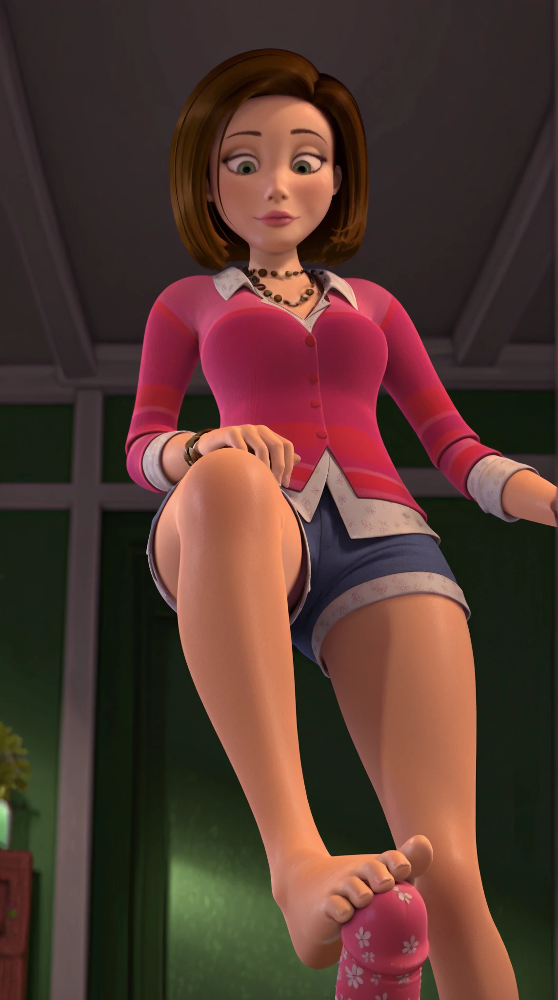 Hermonie granger,  hard nipples, pale skin, top off,  bent over, brown curly hair, large breast, small areola, pink nipples, showing pussy