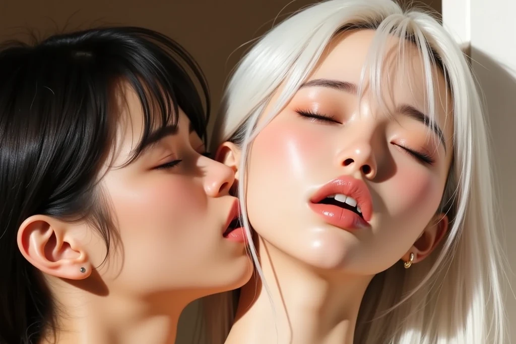 obra prima, qualidade superior, oi-nada,((( 2meninas))), ((Yuri)), ((o beijo:1.4)), (French kiss), blush vermelho:0.2, ((Tocar)), hand on chest、topo de busto protuberante、(pink bra)、light blue bra、(Brown skin)、Clareamento da Pele、(cabelo rosa)、(cabelos azuis claros)、long eyelashes、(The voluminous lips)、lips 、Thin eyes with double eyelids)、um bob curto、poneyCauda、Blue eyes own eyes、toned buttocks、(Parte superior do busto pontiagudo)、((the whole body is wet))、fundos bonitos、Chuveiro na parede、casa de banho、(topless:1.4), two girls, naked, kiss, ((bodies touching:1.3)), ((breasts touching:1.4)),