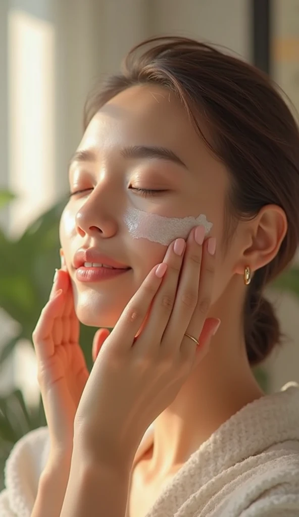 a woman doing skin care