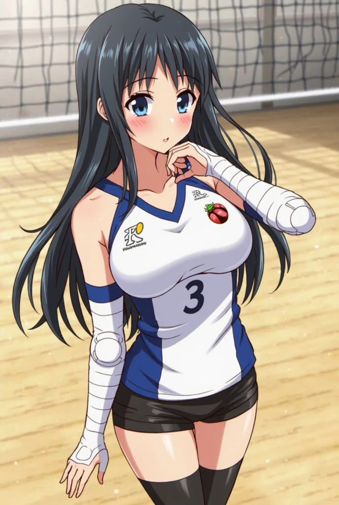 Score 9, Score 8 up, Score 7 up, The evaluation is questionable,
Detailed Background, Glowing Skin,Nozomi-san always, Green Eyes, Purple Hair, Twin tails, low Twin tails, Scrunchie, Long Hair,Big Breasts,{best quality}, {very aesthetic}, {ultra-detailed}, {best illustration}, girl, training wear, volleyball , hip, indoor, gym,