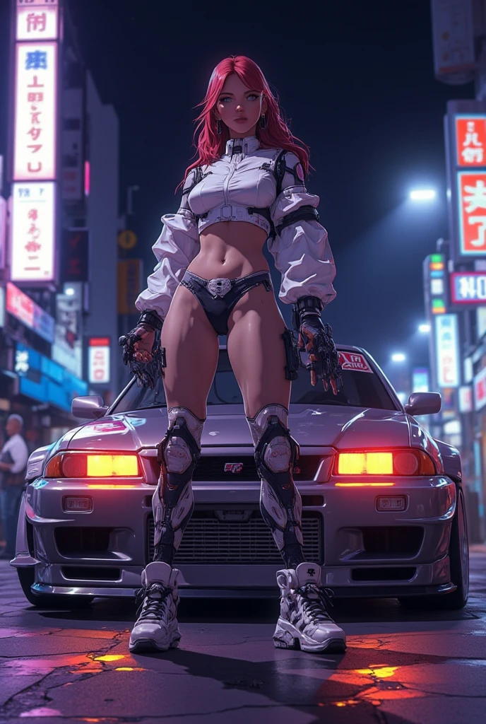 hacker girl,(((1 girl))),((girl with extremely cute and beautiful silver hair)),
(breasts big:1.4),saggy breasts,(((silver hair:1.35,slickedback hair,long hair:1.4,colored inner hair,ear breathing))),(((blue colored eyes))),intricate eyes,beautiful detailed eyes,symmetrical eyes,((fatter)),((((pale skin,shining skin:1.5,shining skin: 1.5,shining skin,very shining skin,shinny body,plastic glitter skin,exaggerated shining skin,shining skin like ebony,brightened skin,wet legs))),(spider lower abdomen,narrow waisted,wide hip,athletic body,inflated legs,delicate and detailed fingers,body detailed,human hands,(face detailed)),
cute,slutty,seducer,Erotic,(nsfw),
zetai ryouiki,revealing clothing,show the skin,((hacker outfit,visible thong straps)),(wearing a hacker outfit:1.3,hacker clothes),((wetclothes,complex outfit,complex clothing)),
(dynamic pose:1.0),focus only,((evil smile,evil gaze)),(centred,scale to fit dimensions,rule of thirds),
cyberpunk city by the sea at night, with bright neon signs and dark clouds and storm puddles, scenario:1.25,
high resolution, sharp focus, (ultra detaild, extremely detaild), (photorealistic art:1.37),(extremely detaild CG unity 8k wallpaper),((tema de fundo synthwave)),(((swirly vibrant colors))),(intricate background),(work of art),(best qualityer),