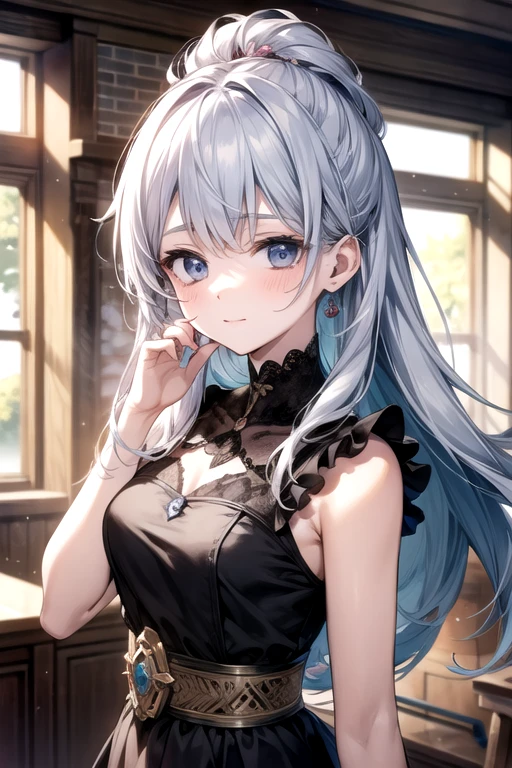 a cute anime girl with rabbit ears, warm smile, eyes shedding tears, (best quality,4k,8k,highres,masterpiece:1.2),ultra-detailed,(realistic,photorealistic,photo-realistic:1.37),anime,digital painting,highly detailed face, delicate facial features, beautifully designed outfit, dynamic pose, vibrant colors, dramatic lighting, depth of field,emotional expression