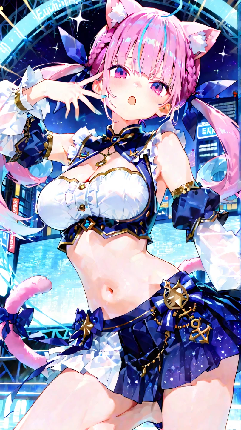 Colorful cables and kimono fused, colorful effects around, headphones, countless cables, colorful cables, cables plugged into the body, only stuck in cables, wrapped around cables, cables with tension in the background, colorful effects in the background, rabbits, pigtails, nipple seals, small breasts, lower breasts, huge thighs, thick eyebrows, Thin waist, beautiful blonde, braid, (masterpiece), ((highest quality)), (super detailed), girl, (beautiful eyes)), beautiful detailed eyes, clean and detailed face, five fingers, textile shading, perfect anatomy,